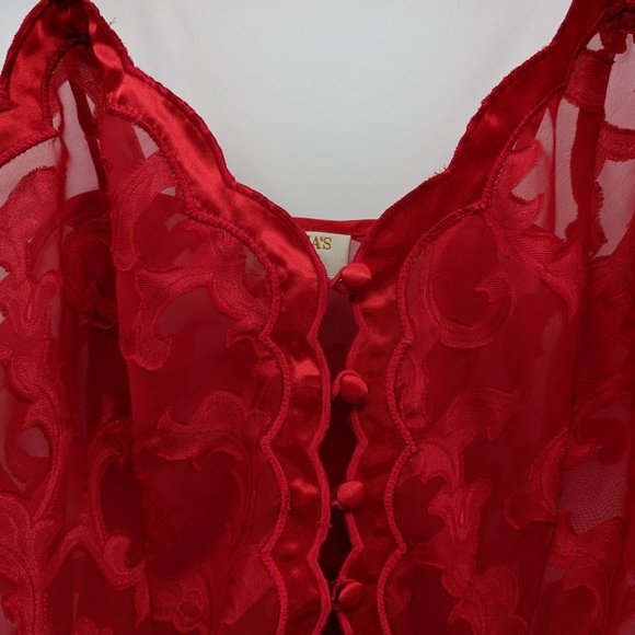 VTG Victoria Secret Gold Label Red Teddy Bodysuit Snap Crotch M - Picture 3 of 6